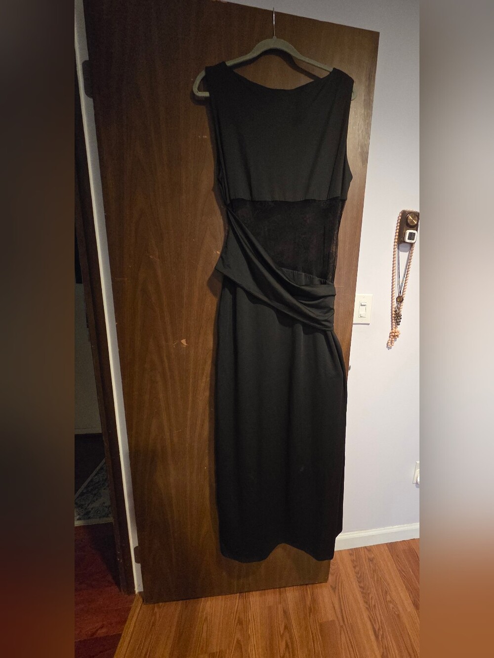 Black Sleeveless Cocktail Dress Elegant Draped Waist By Peppermayo US Sz 14 NWT